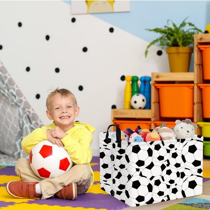 FXOCSHE FXOLCSHE Rectangular Easter Soccer Basket,Sports Boys box,Collapsible waterproof college dorm laundry basket,Baby Nursery Hamper,Boys Soccer Room Decor(Big football) - Image 4